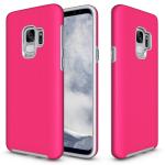 Triangle Shockproof Case with Anti Slip Grains for Samsung Galaxy S9 - Hot Pink