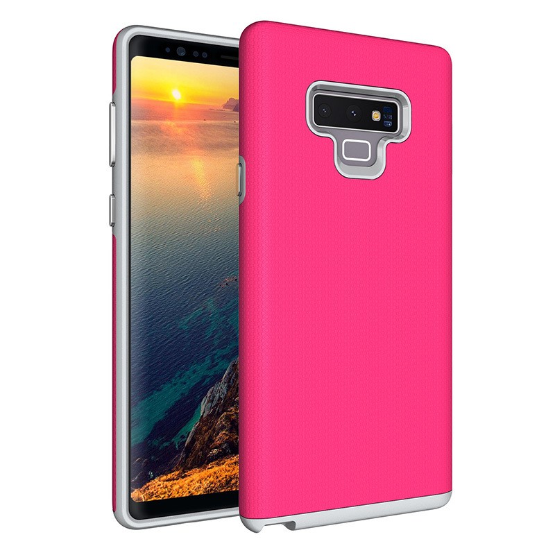 Triangle Shockproof Case with Anti Slip Grains for Samsung Galaxy Note 9 - Hot Pink