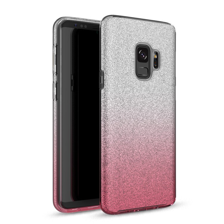 Two Tone Glitter Case for Samsung Galaxy S9 - Hot Pink
