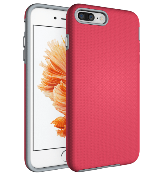 Triangle Shockproof Case with Anti Slip Grains for Apple iPhone 6/6S - Hot Pink