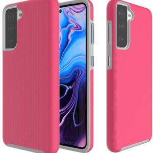 Triangle Shockproof Case with Anti Slip Grains for Samsung Galaxy S21 Plus 5G - Hot Pink