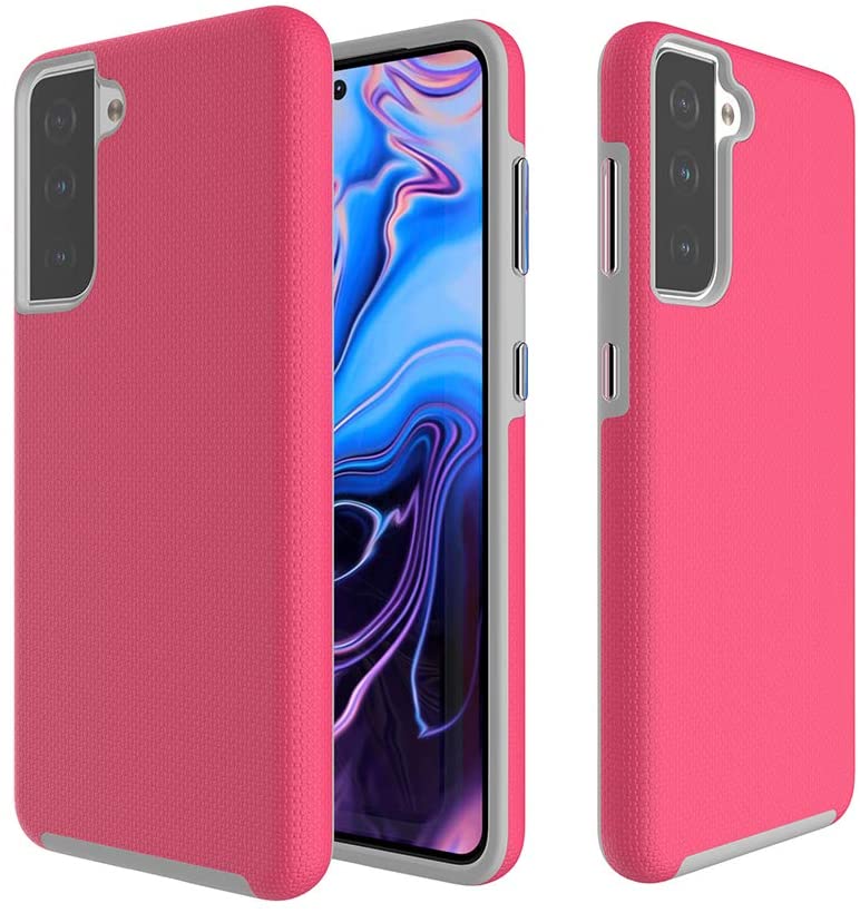 Triangle Shockproof Case with Anti Slip Grains for Samsung Galaxy S21 5G - Hot Pink