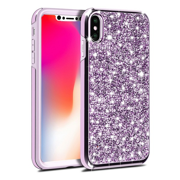 Hybrid Premium Diamond Bling Shockproof Phone Case for Apple iPhone XS Max - Purple