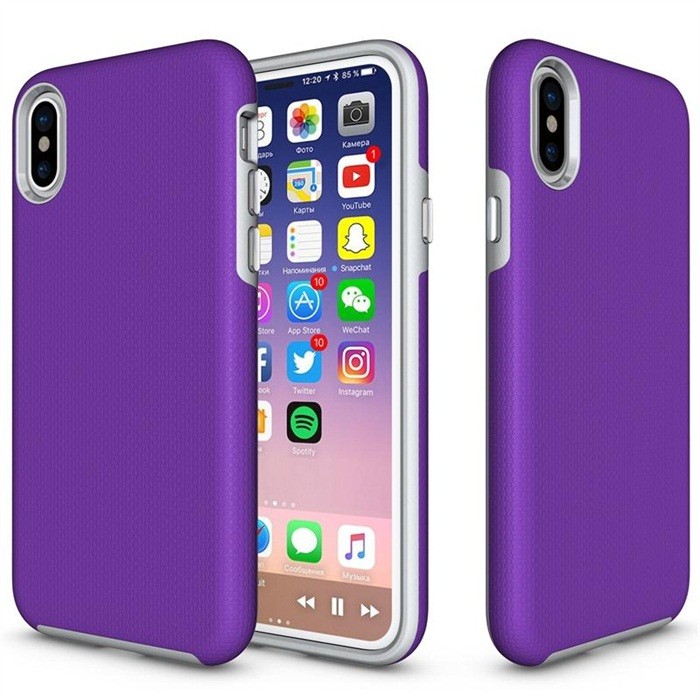 Triangle Shockproof Case with Anti Slip Grains for Apple iPhone XS Max - Purple