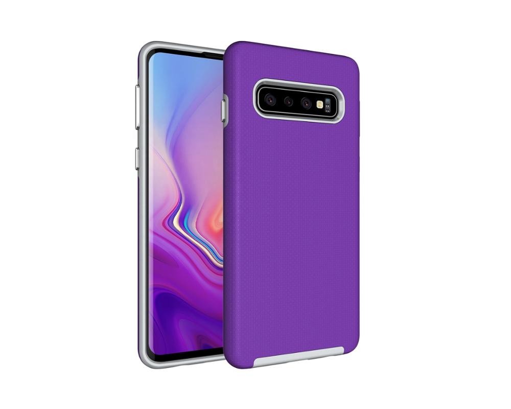 Triangle Shockproof Case with Anti Slip Grains for Samsung Galaxy S10 - Purple