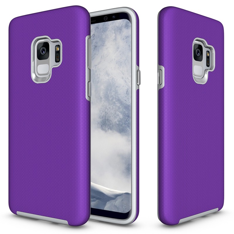 Triangle Shockproof Case with Anti Slip Grains for Samsung Galaxy S9 Plus - Purple