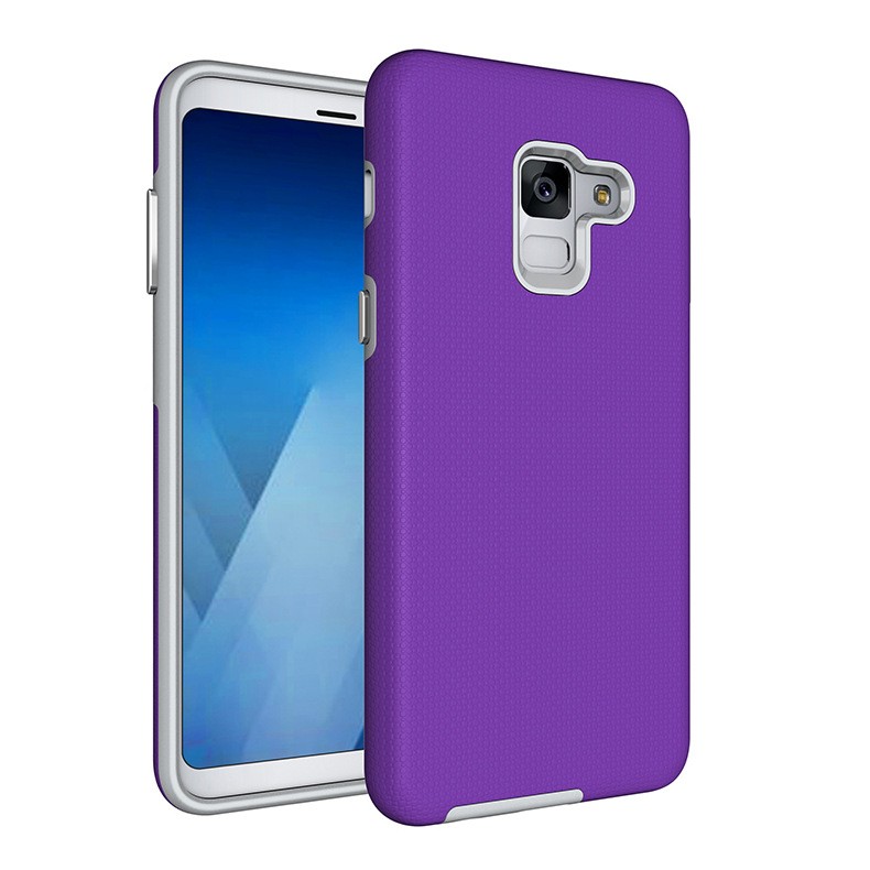 Triangle Shockproof Case with Anti Slip Grains for LG G7 - Purple