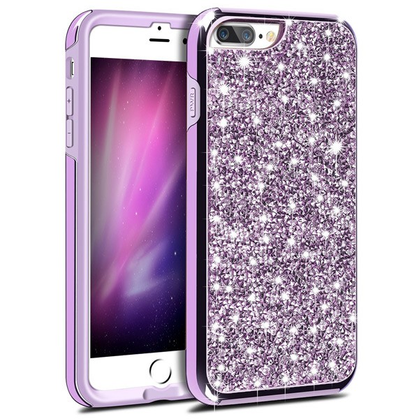Hybrid Premium Diamond Bling Shockproof Phone Case for Apple iPhone 6/7/8 Plus - Purple