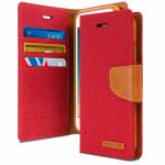 Goospery Canvas Diary Wallet Case for Apple iPhone 7/8 Plus - Red