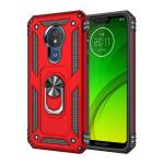 Armor Hybrid Military Case with Ring Kickstand for Moto G7 Power - Red