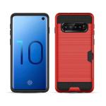 Hybrid Card Slot Anti Shock Case for Samsung Galaxy S10 Plus - Red
