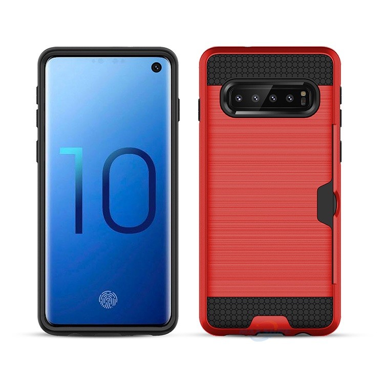 Hybrid Card Slot Anti Shock Case for Samsung Galaxy S10E - Red