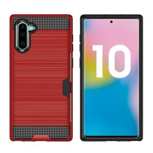 Hybrid Card Slot Anti Shock Case for Samsung Galaxy Note 10 - Red