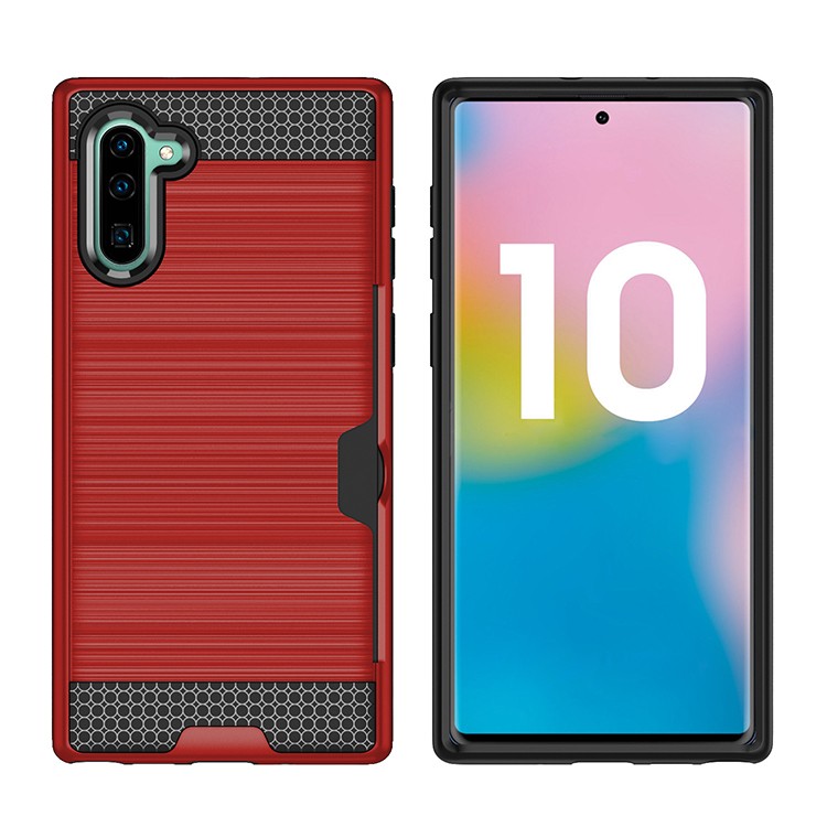 Hybrid Card Slot Anti Shock Case for Samsung Galaxy Note 10 Plus 5G- Red