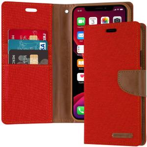 Goospery Canvas Diary Wallet Case for LG G8 ThinQ - Red