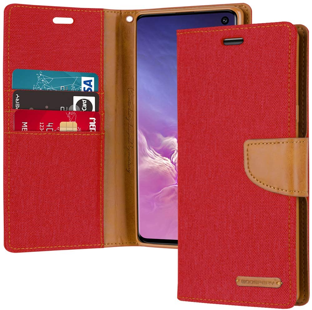 Goospery Canvas Diary Wallet Case for Samsung Galaxy S10E - Red