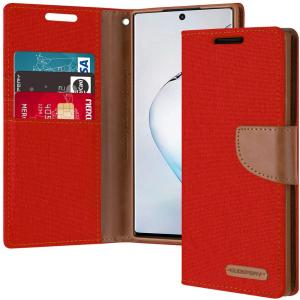 Goospery Canvas Diary Wallet Case for Samsung Galaxy Note 10 - Red