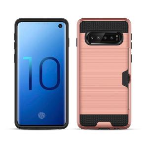 Hybrid Card Slot Anti Shock Case for Samsung Galaxy S10 - Rose Golden