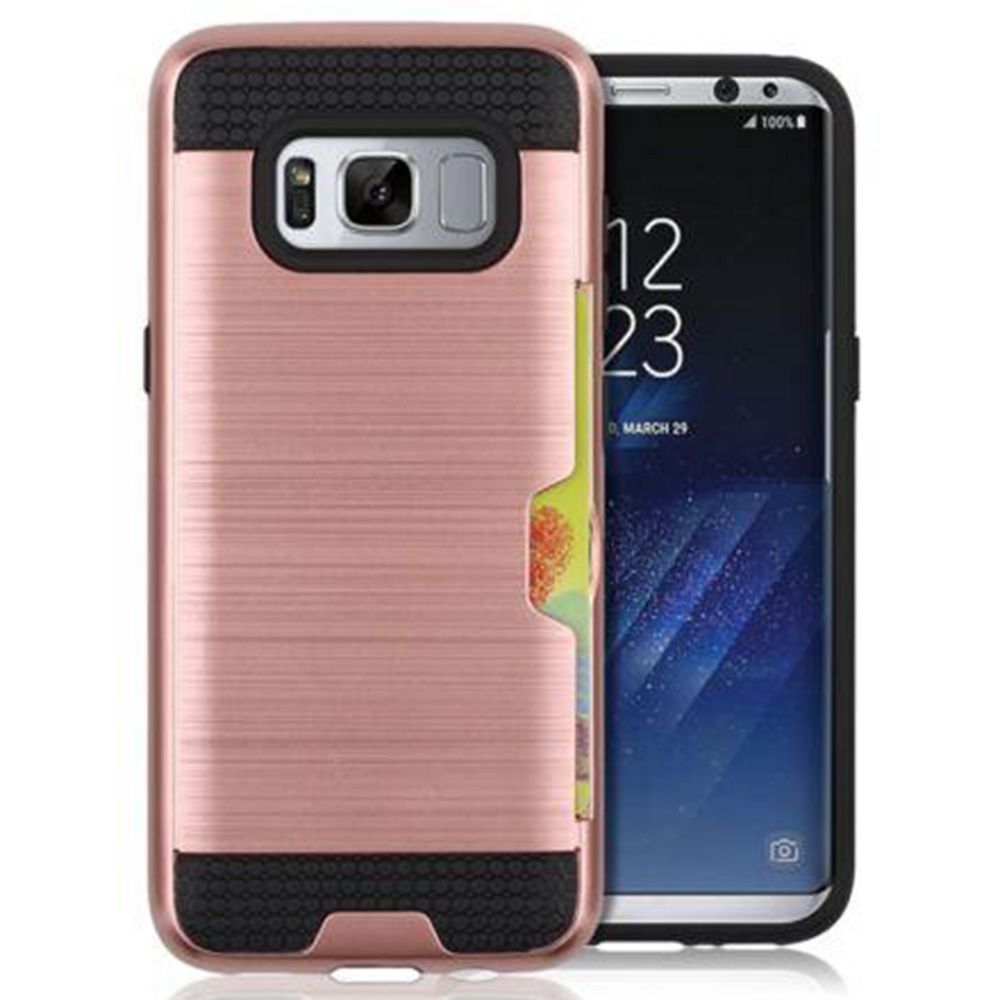 Hybrid Card Slot Anti Shock Case for Samsung Galaxy S8 Plus - Rose Golden