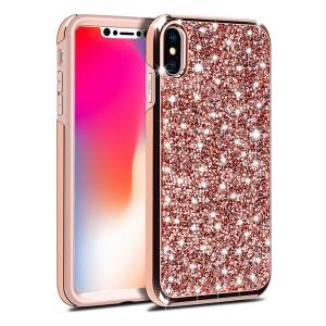 Hybrid Premium Diamond Bling Shockproof Phone Case for Apple iPhone X/XS - Rose Golden