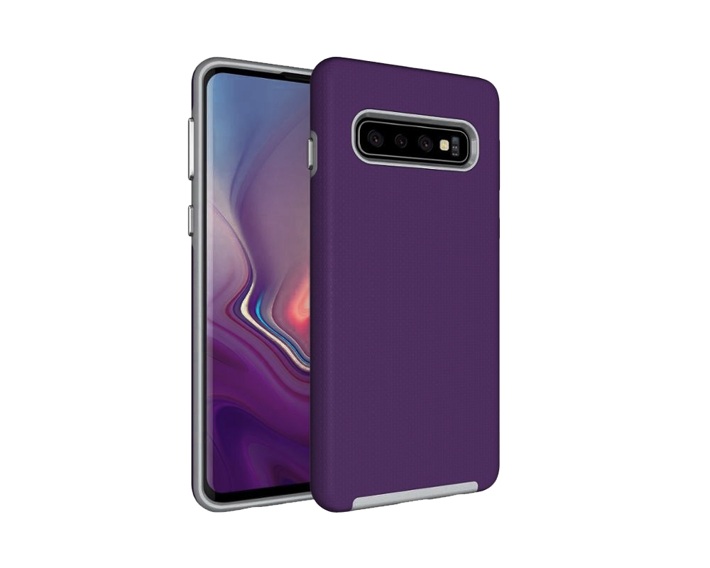 Triangle Shockproof Case with Anti Slip Grains for Samsung Galaxy S10 Plus - Deep Purple