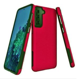 Triangle Shockproof Case with Anti Slip Grains for Samsung Galaxy S21 5G - Red