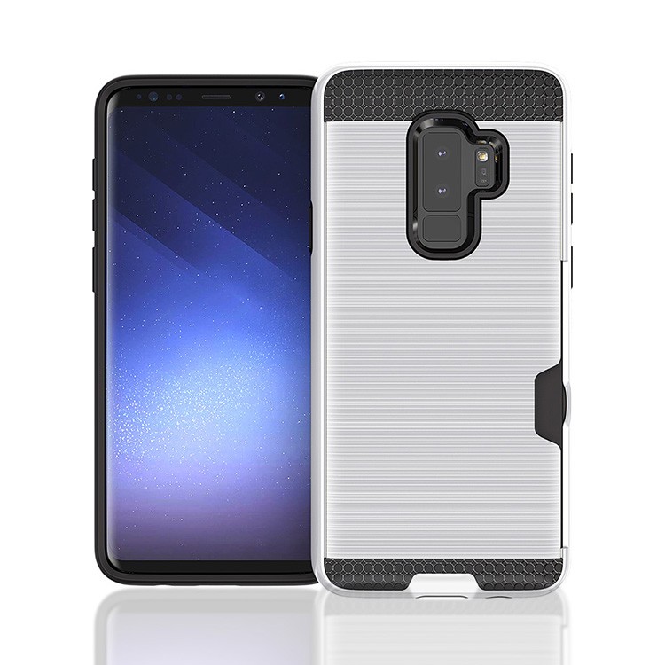 Hybrid Card Slot Anti Shock Case for Samsung Galaxy S9 Plus - Silver