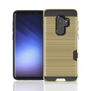 Hybrid Card Slot Anti Shock Case for Samsung Galaxy S9 - Golden