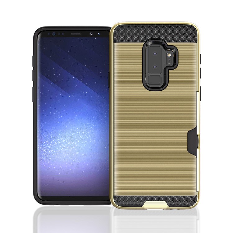 Hybrid Card Slot Anti Shock Case for Samsung Galaxy S9 Plus - Golden