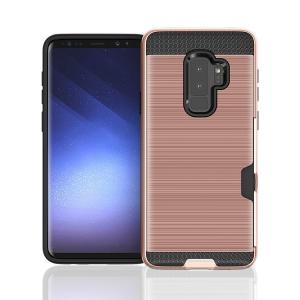 Hybrid Card Slot Anti Shock Case for Samsung Galaxy S9 - Rose Golden