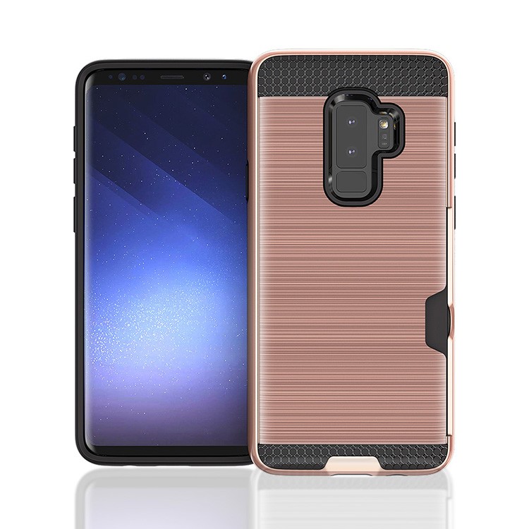 Hybrid Card Slot Anti Shock Case for Samsung Galaxy S9 Plus - Rose Golden