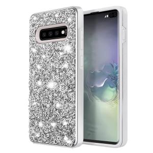 Hybrid Premium Diamond Bling Shockproof Phone Case for Samsung Galaxy S10 - Silver