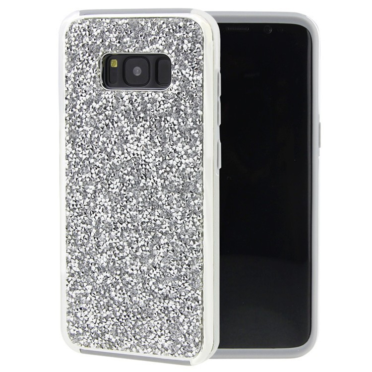 Hybrid Premium Diamond Bling Shockproof Phone Case for Samsung Galaxy S8 Plus - Silver