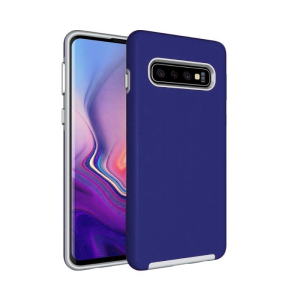 Triangle Shockproof Case with Anti Slip Grains for Samsung Galaxy S10 Plus - Navy Blue