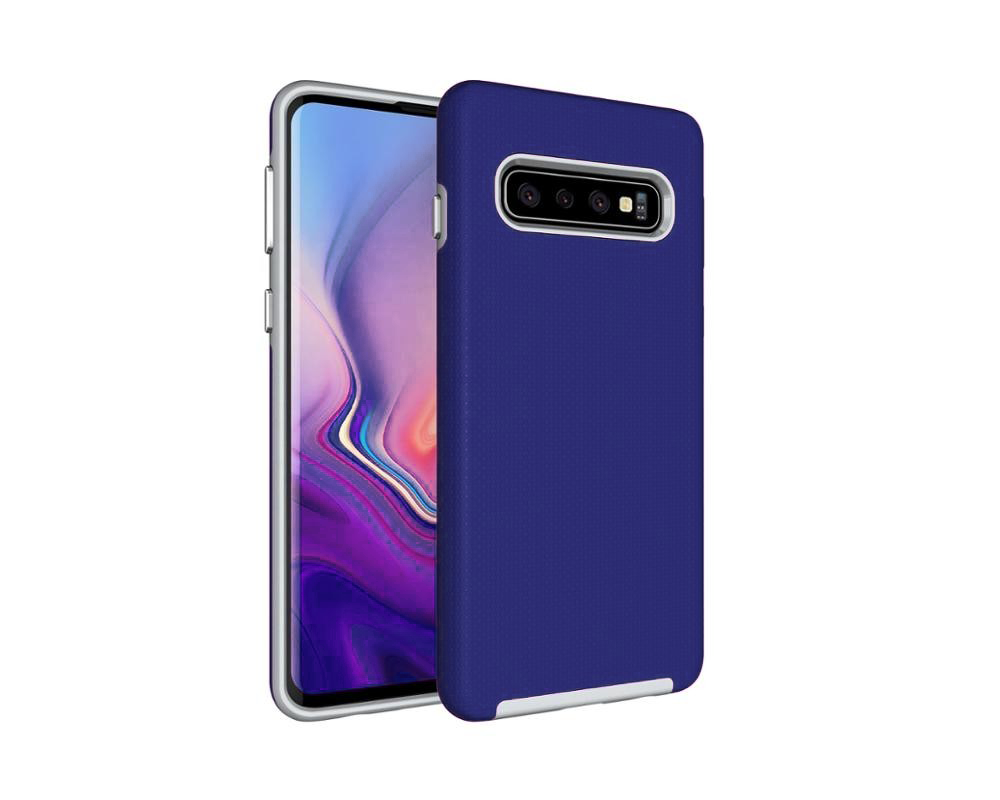 Triangle Shockproof Case with Anti Slip Grains for Samsung Galaxy S10 Plus - Navy Blue