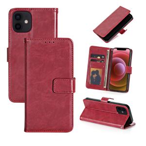 PU Leather Wallet Case for Apple iPhone 12 Mini - Wine